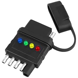 5-Way Flat Trailer Wiring Tester for 5-Pin Adapters, LED Circuit Continuity Test for Tail Lights, Brake Lights, Turn Signals, and Troubleshooting. Male-Female Connector Tester