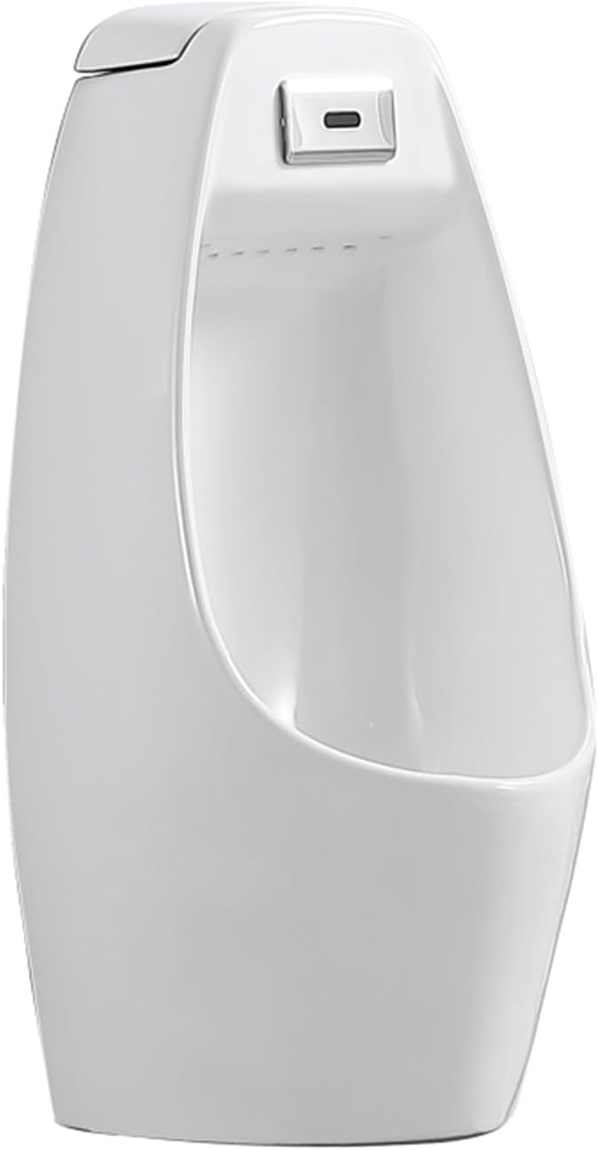 Modern Wall-Mounted Urinal, Ceramics Urinal Sensor, Anti-Splash & Odor-Proof, Water Saving for Home/Commercial Use, Easy Installation, Hidden Drain(Black)