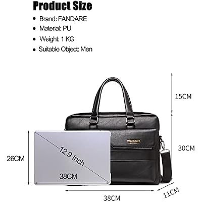 FANDARE Men Briefcase Laptop Messenger Bag PU Leather Handbag