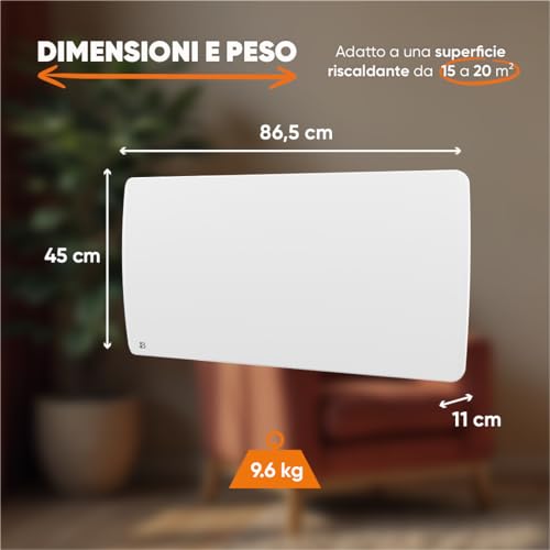 Bestherm - Radiatore Elettrico Fisso A Inerzia Secca Ceramica 2000W Bestherm Aria Orizzontale Bianco - 3