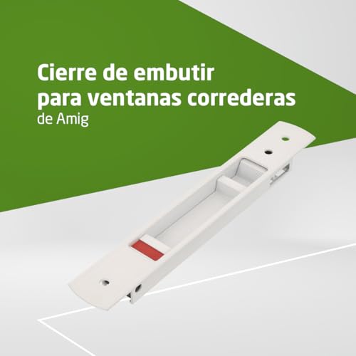 Miniatura 2 de Amig - Cierre De Embutir Para Ventanas Y Puertas Correderas De Aluminio - Cerradura De Gancho Para Empotrar - Medidas: 192 X 28 Mm - Color Blanco - Canto Cuadrado - Instalación Con Tornillos