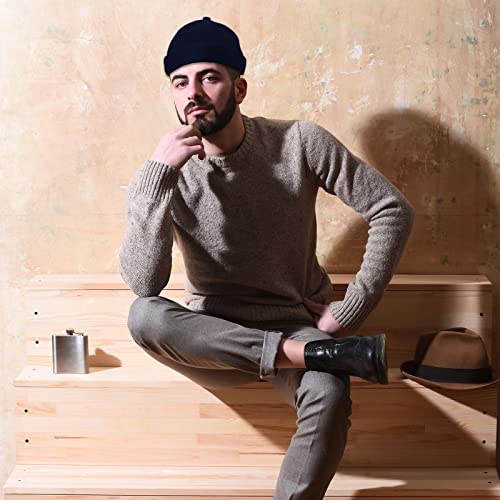 Image of Vabean 12 Pieces Brimless Hat Docker Cap Adjustable Skull Caps for Men Women Rolled Cuff Brimless Beanie Hat, Assorted Color