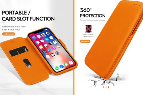 Image of WHITBULL Royal Leather Magnetic Flip case for iPhone 17 Pro Max Orange