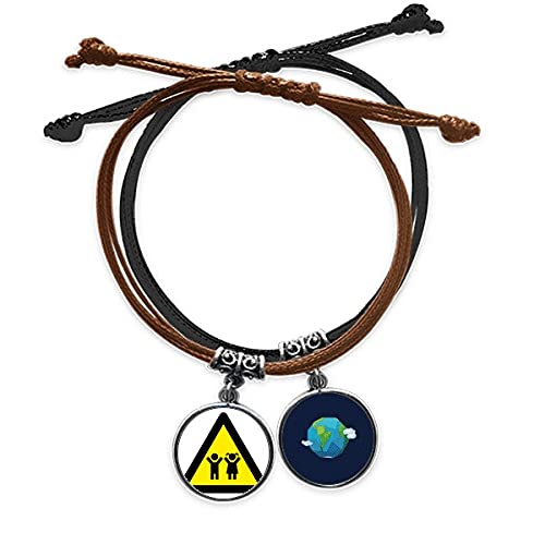 Símbolo de advertencia pulsera de cuerda mano cadena cuero para chicos amantes del skate