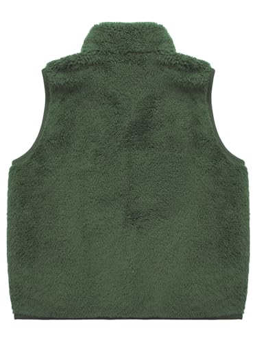 Kids Girls Flannel Vest Stand Collar Sleeveless Hidden Zipper Blazer Coat with Pockets Thermal Casual Outerwear4