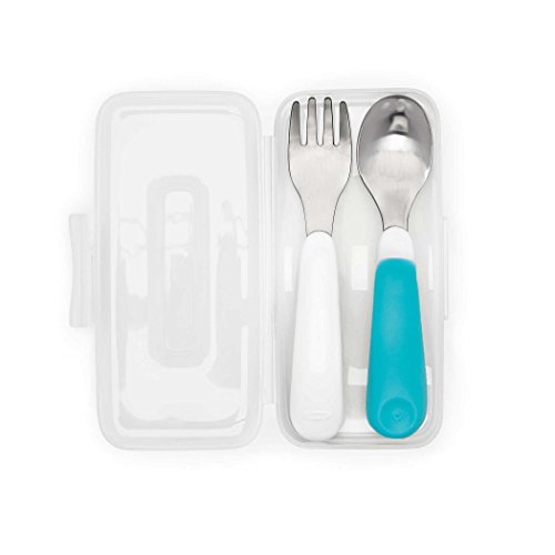 OXO Tot On-The-Go Fork & Spoon Set, Aqua