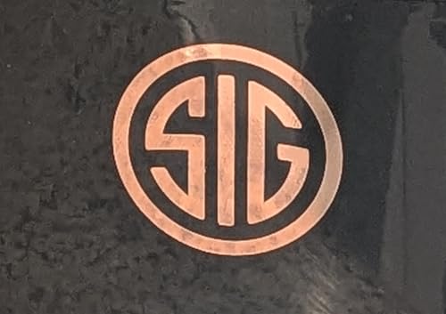 Image of SIG Decal - (Rose Gold Chrome, 2 x 2) - Vinyl Car Bumper Sticker, Gun, Truck, Window, Motorcycle, Helmet, Bumper, Laptop