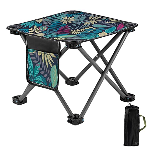 Exgox アウトドアチェア 折りたたみ椅子 軽量 持ち運び 4脚ポータブル折りたたみ椅子 携帯便利 耐荷重150kg 収納袋付き 釣り 花見 スポーツ観戦 キャンプ BBQ 登山 防災 折りたたみチェア （ブルー、花柄）