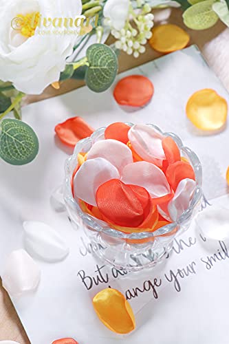Aivanart Wedding Decoration Supplies Set(Pack Of 2) - 400Pcs Orange Silk Rose Petals & 10Ft Ivory Chiffon Table Runner For Table Centerpieces Reception, Bridal Shower,Birthday Party, Home Decorations #TOP3