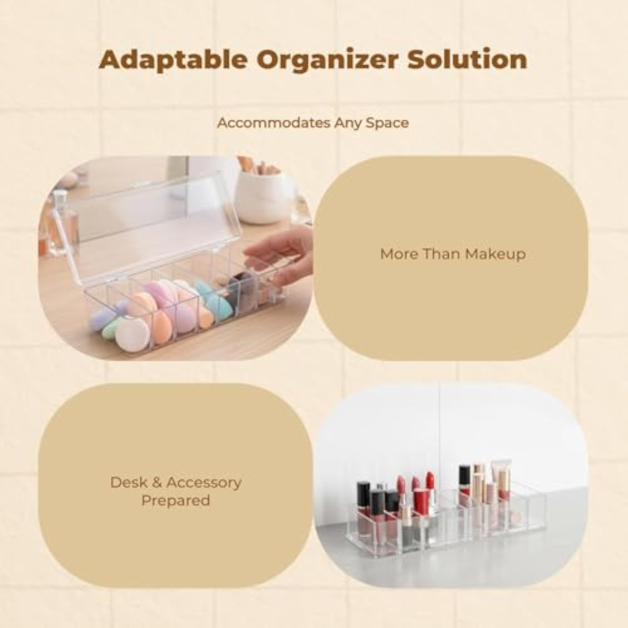 Clear Drawer Storage Box, 8 Adjustable Compartments