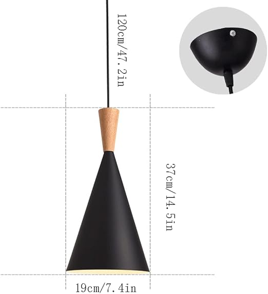 GERAGUR Hanglamp, Moderne Houten Handvat Kroonluchters Armaturen, Macaron Hanglamp Metalen Kap Retro Industriële Lamp voor Eetkamerlampen Niet Inbegrepen photo 3