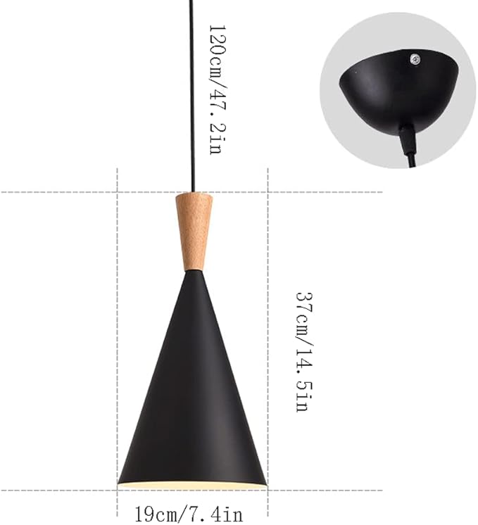 GERAGUR Hanglamp, Moderne Houten Handvat Kroonluchters Armaturen, Macaron Hanglamp Metalen Kap Retro Industriële Lamp voor Eetkamerlampen Niet Inbegrepen photo 3