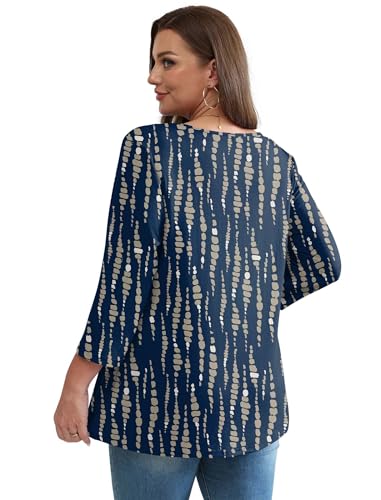 Image of OFEEFAN 3 /4 Length Sleeve Womens Tops 2026 Blouses for Women Dressy Casual Fashion Clothing V Neck Babydoll Tops Fall Outfits