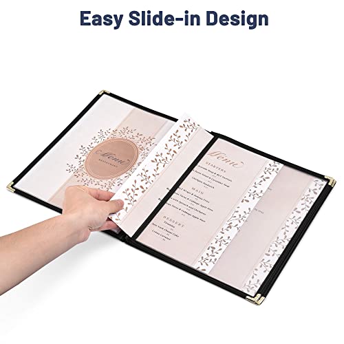 Wechef 30 Pack Restaurant Menu Covers 8.5 X 11 Double Fold 2 Pages 4 Views Black #TOP2