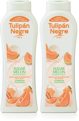 Tulipán Negro - gel de Baño Nutritivo e Hidratante Sugar Melon 650 ml, Dulce y Deliciosa Fragancia (Paquete de 2)