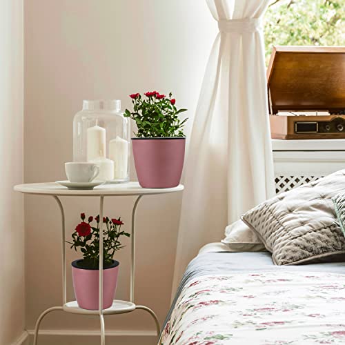 Amazon Brand – Umi Set of 2 Pink Colour Pots for Plant - 7 Inches Self Watering Flower Pot Good for Indoor & Balcony Decor Plastic Gamla Planter (Only Pots)