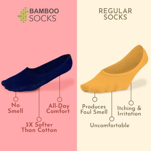 Image of HEELIUM Bamboo No Show Socks for Women | Odour Free & Breathable | 3X Softer than Cotton Socks | Low Cut Socks | Size (UK 3-7)