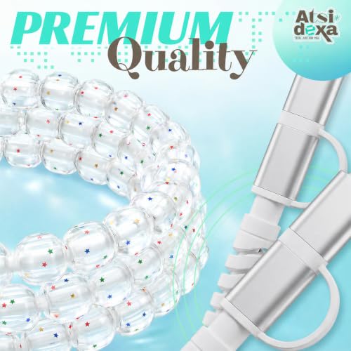 Image of 4-in-1 Beaded Charging Cable, MFi Certified, Works with CarPlay, 3.3FT 60W Fast Charger Cord for iPhone 17 /16 /15 /14 /13 /12 /11, iPad, Samsung, Android and More (Clear Stars)
