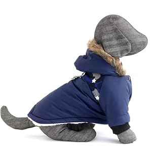 Dog Waterproof Jacket with Hood Warm Dog Coat Fleece Lined Dog Snowsuit Cold Weather Doggy Clothes Outdoor Windproof Dog Apparel for Small Medium Dogs
