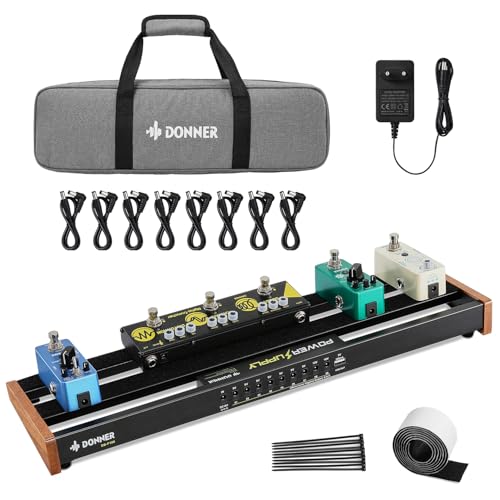 Donner Gitarrenpedalboard mit eingebautem Netzteil, Aluminiumlegierung kleines pedalboard, 0.95kg,...
