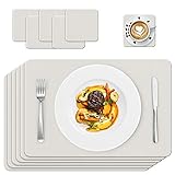 🍽 6er Set größe: 45 * 30 cm Tischset + 6 Untersetzer, Stellen Sie genügend Platz für Ihre Ernährung bereit, Platzsets hat 3 Farbe( Schwarz grau blau) zu wahlen.