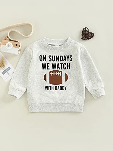 Toddler Kids Baby Boy Girl On Sunday We Watch Football With Daddy Mommy Sweatshirt Long Sleeve Pullover Tops Fall Winter Clothes (Gray Daddy, 2-3T) #TOP1