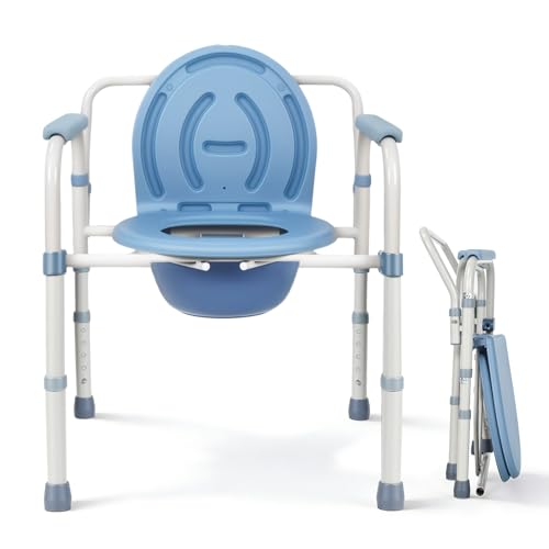 Sedia Portatile per Anziani, WC Portatile Adulti 5 Altezze Regolabili,
