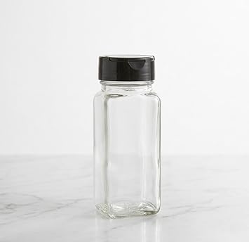 [ 1-pcs Salt & Pepper Square Glass Spice Jar with Black Sifter Two Sided Sifter Cap,Masala jar Spice Container 95ml [ 1-pcs ]