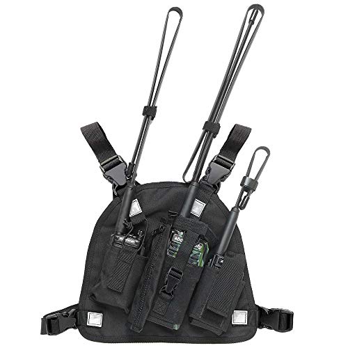 abcGoodefg Universal Radio Chest Harness Pack Front Pocket Pouch Bag Holster EMS Vest Rig with Reflective Stripe for Two Way Radio Walkie Talkie Black (Rescue Essentials) - Thumbnail 7