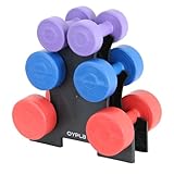 Oypla 12kg Vinyl Hand Dumbbell Workout Weight Set Including Stand