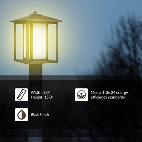 Sea Gull Lighting Generation 89129En3-12 Transitional One Light Outdoor Post Lantern From Seagull-Hunnington Collection In Black Finish, 9.00 Inches #TOP3