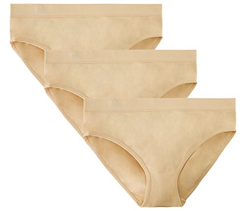 Balanced Tech Women's 3 Pack Classic Seamless Hipster Brief Bikini Panties - Nude - Large
