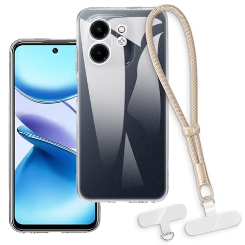 OAGELIM 2-in-1�ی�P�[�X�ƃ��X�g�X�g���b�v Infinix Smart 9 HD 4G �Ƃ̌݊������� ���O���\�ȃ��j���[�h�t���d�b�J�o�[�A����~�ߕ����h�~�O���b�v�n���h�� (�N���A + �S�[���h)
