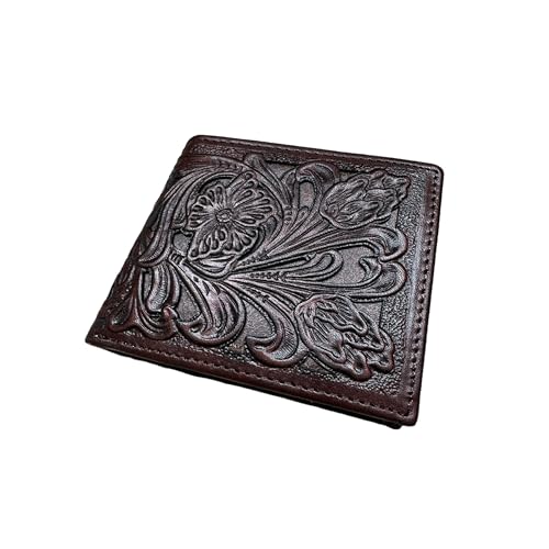 Men’s Short Leather Wallet – Laser Cut Floral Pattern Bifold in Multiple Colors – Compact Western Wallet for Cowboys, Ranchers & Everyday Carry - Main Image