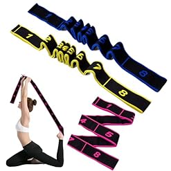 3 Stück Yoga Stretch Gurt, Dehnungsband, Yoga Stretching Band, Fitnessband mit 8 Schlaufen, Yogas Stretching Strap, Multi-Schleifen, für Fitness, Tanztraining, Pilates, Gymnastik, Effektives Dehnung