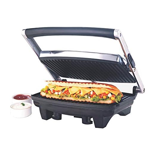 Borosil Jumbo 1000-Watt Grill Sandwich Maker (Black)