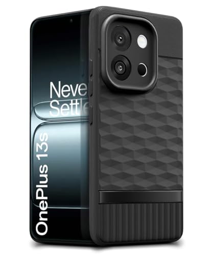 Image of WOW IMAGINE Back Cover for 1+ OnePlus 13s 5G with Hexa Cube Design | Ultra Slim Soft Rubberised Case | Inner Velvet Fabric | Matte Silicone Flexible Mobile Case | Camera Protection - Black