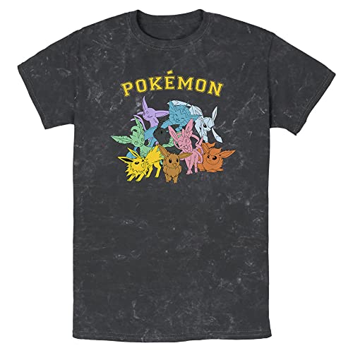 Pokemon Gotta Catch Eeveelutions Young Mens Short Sleeve Tee Shirt Black