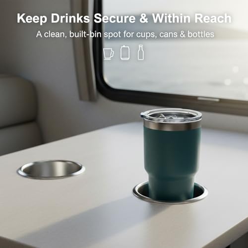 ZUDKSUY 2-Pack Stainless Steel Cup Holder Inserts, Universal Fit for Boat, RV, and Furniture, Easy-Install Drink Holders for Bench, Desk, and Vehicle Use (2.64 Inner Diameter * 2.28 Depth inch) by ZUDKSUY - Used condition - Image 3
