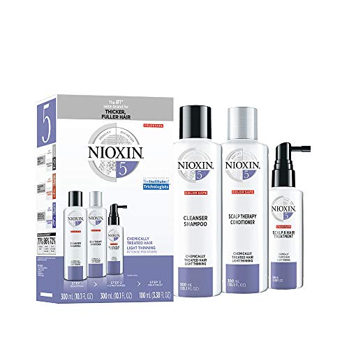 Nioxin System 5 Hair Care Kit for Bleached/CheMically Treated Hair with Light Thinning, 3 Count