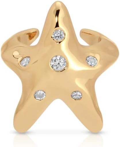 Ettika Ear Cuff. Gold Earrings For Women. Ear Cuffs For Women Non Piercing, Center Crystal Line Chunky Ear Cuff 18k Gold Plated. Cuff Earrings