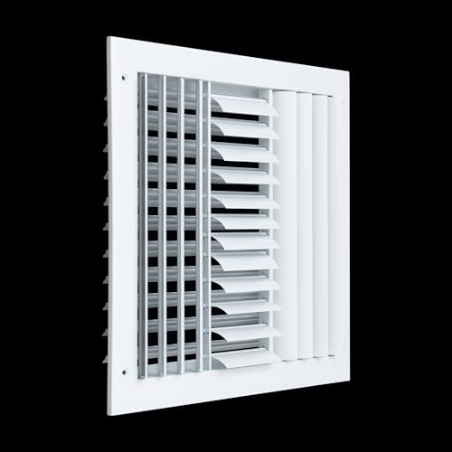 Fits 12x12 Duct Opening Aluminum 3-Way Adjustable Air Supply Grille by Handua | Curved Blade Register Vent Cover for Sidewall & Ceiling | White | Outer Size: 13.75' X 13.75'