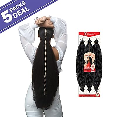 X-pression Braid Outre Crochet Braids X-Pression Twisted Up 3X Springy Afro Twist 24inch (5-pack, 1B)