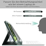 GKABXY Etui z klawiaturą do iPada 9/8/7 generacji (2021/2020/2019) 10,2 cala, miękka tylna strona TPU z uchwytem na długopis, układ QWERTZ, magnetyczna zdejmowana klawiatura Bluetooth, kolor zielony