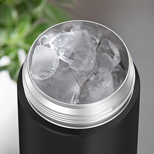 Thermos Funtainer 16 Ounce Stainless Steel Vacuum Insulated Bottle With Wide Spout Lid, Black Matte #TOP6