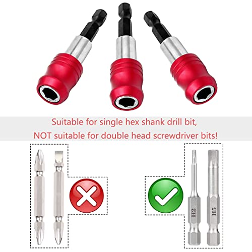 Seonfook 3Pcs Magnetic Drill Bit Extension Quick Release Bar Socket Screwdriver Bit Holder With 1/4 Inch Hex Shank Drill Bit Extension Chuck Adapter Power Tool For Hand-Held Drivers [60Mm Length] #TOP6