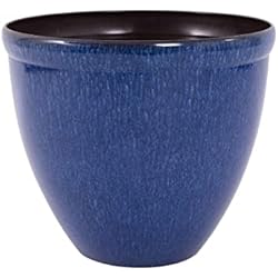 Maceta Grande Ikea Jinfa 1 Maceta de plástico Brillante Efecto de cerámica esmaltada | Jun Esmalte Azul | Diseño Santorini | Ø 39.5cm H 33.5cm