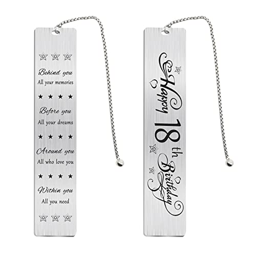 Jzxwan Happy 18th Birthday Gifts for Teen Girls Boys, 18 Year Old Birthday Bookmark Gift for Women Men, 18 Bday Decorations for Him Her