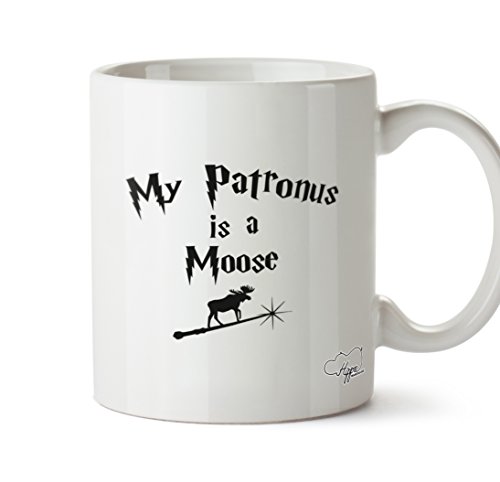 HippoWarehouse mi Patronus es un alce 10u00a0oz taza, cerámica, blanco, One Size (10oz)