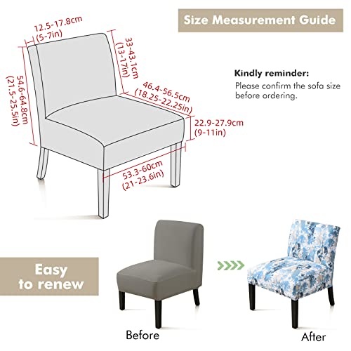 Fuloon Armless Accent Chair Slipcover, 2 Pieces Super Elasticity Printed Non-Slip Sofa Couch Chair Cover Furniture Protector For Living Room Hotel (Light Blue, 2 Pieces) #TOP3